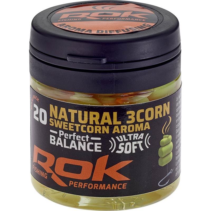 Pour vos sorties - Mais Artificiel + Trempage ROK Fishing Natural 3CORN Perfect Balance - Jaune - 20 - Sweetcorn