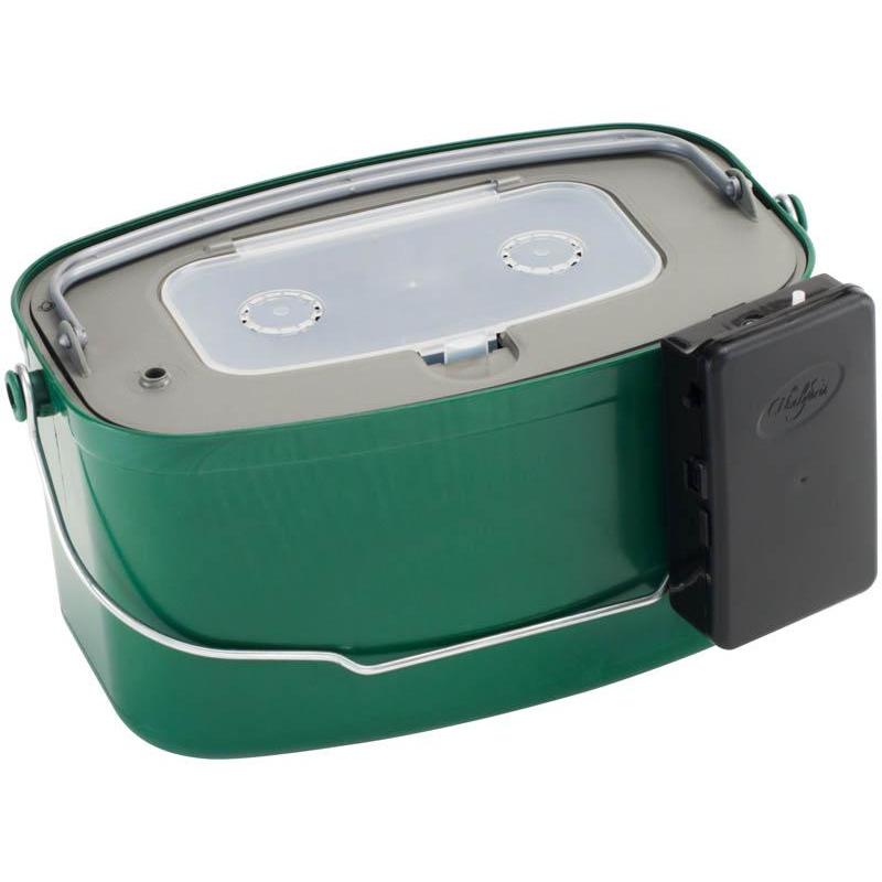 Choix du pêcheur - Seau a Vifs Plastilys 7L NEO Vert Fonce + Panier Vivier + Aerateur Integre