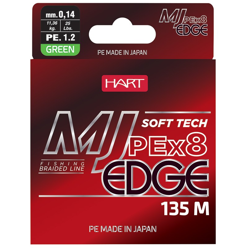 Pour vos sorties - Tresse Hart MJ Edge PE X8 - Vert Fluo - 275M - Vert Fluo - 14/100 - 11.36 - 275 - 25 - 1.2