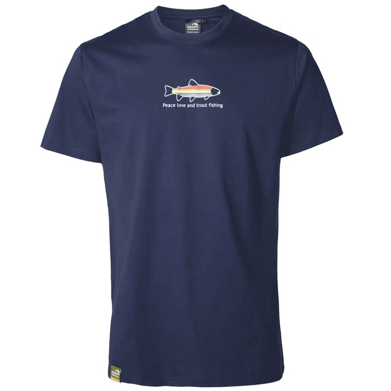 Sélection pêche - T-shirt Manches Courtes Homme Geoff Anderson Organic Peace Trout - Navy - L
