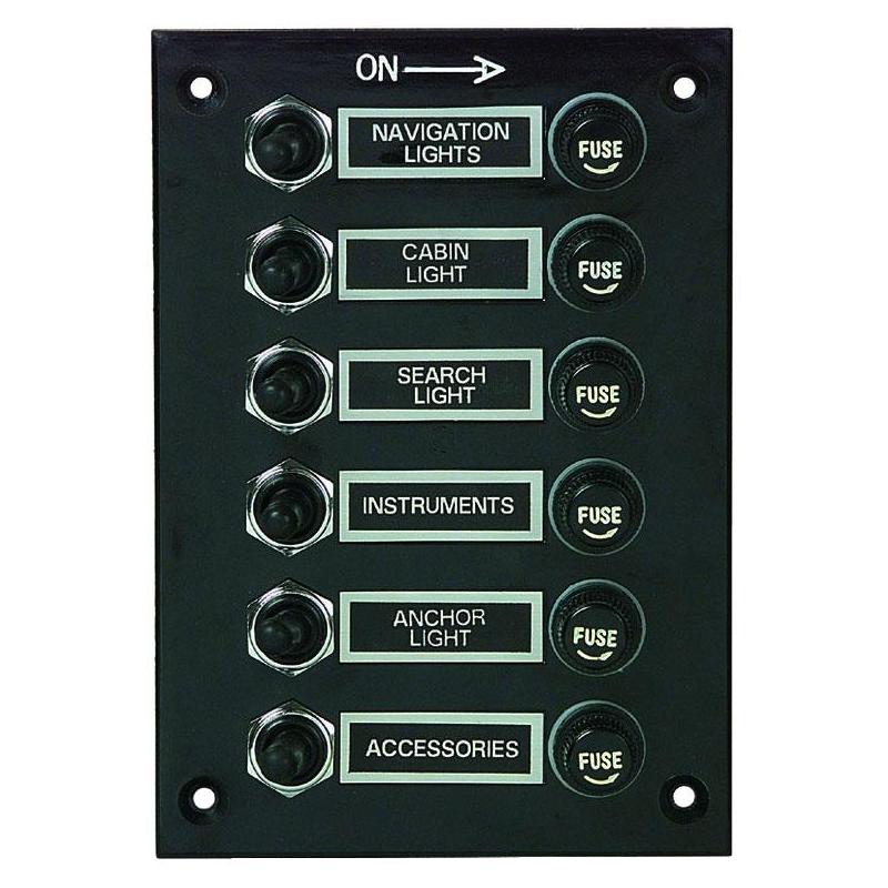 Pour vos sorties - Tableau Euromarine Bakelite Noir - 6 Interrupteurs
