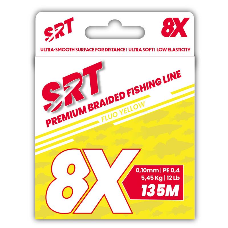Pour vos sorties - Tresse SRT 8X Fluo Yellow - 135M - Jaune Fluo - 12/100 - 7.27 - 135 - 0.6