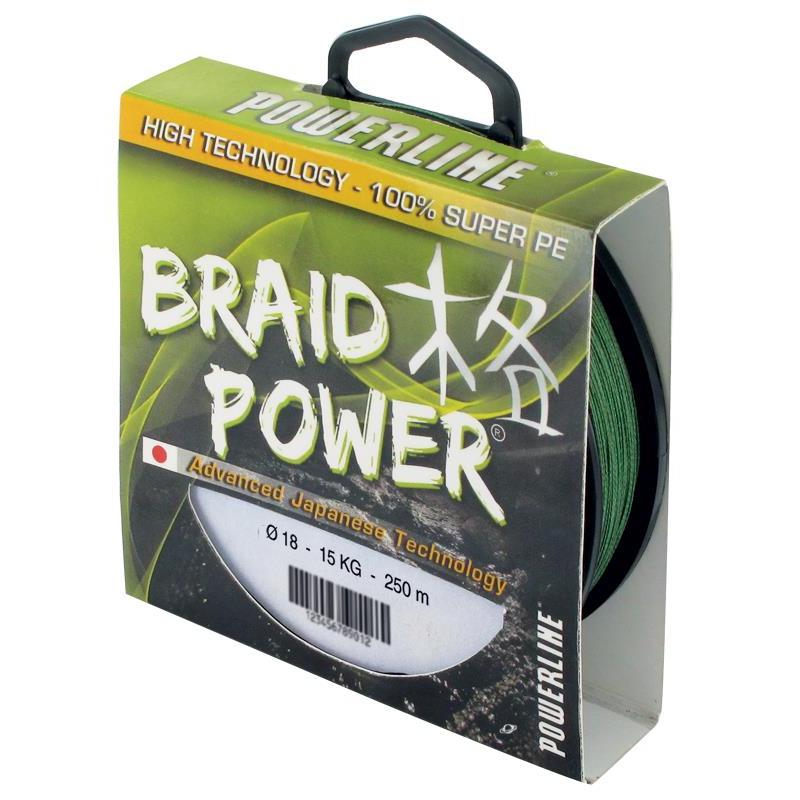 Pour vos sorties - Tresse Powerline Braid Power - Vert - 1000M - Vert - 18/100 - 15 - 1000