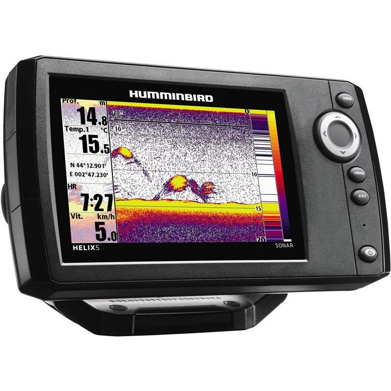 Équipement pratique - Sondeur Couleur Humminbird Helix 5 G2 2D - Avec Température - 200/83 - 800 x 480 - Avec Sonde Tableau Arrière - 20/60