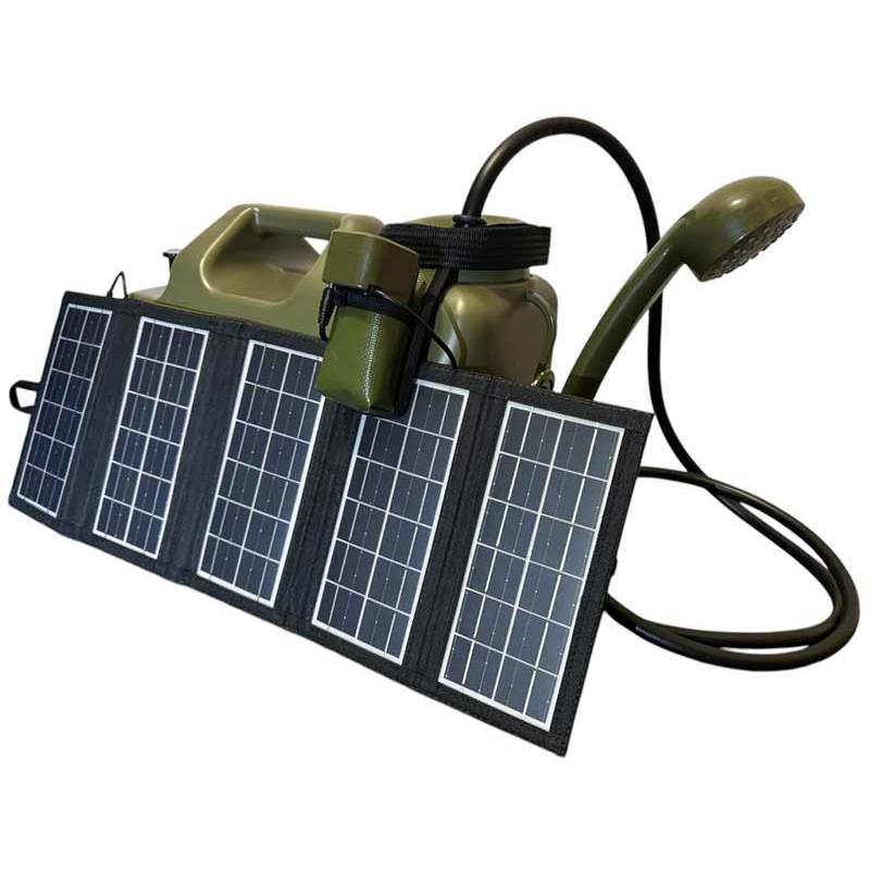 Pour vos sorties - Ensemble Douche + Bidon + Panneau Solaire Holdcarp Rechargeable Camping Shower 11L + 10W Solar - 11
